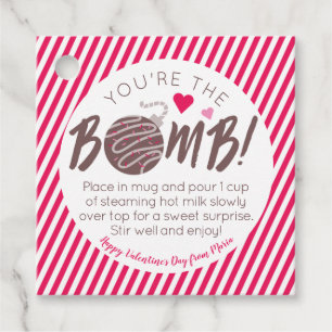 Valentine's Day Hot Chocolate Bomb Square Tags