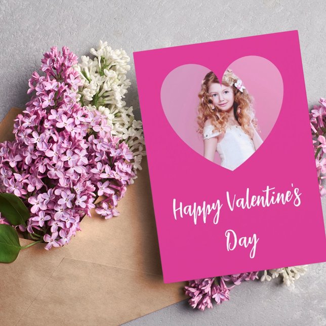 Valentine's Day hot pink photo girl Card (Creator Uploaded)