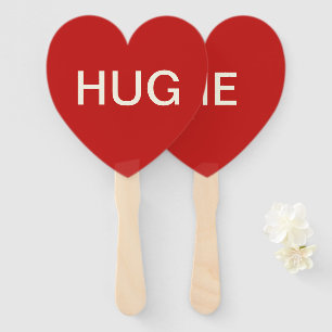 VALENTINE'S DAY HUG ME RED HEART SHAPED PADDLE FAN