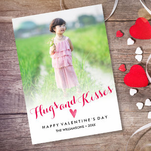 Valentine's Day Hugs Kisses Hearts Family Photo Holiday Card