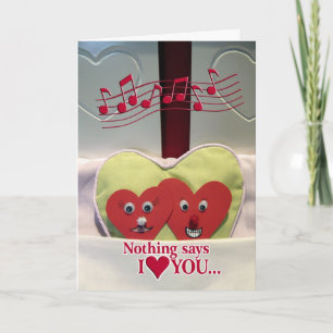Valentine's Day Humour - Two Hearts in Bed Holiday Card
