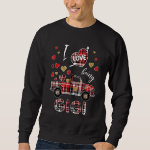 Valentine's Day I Love Being Gigi Red Plaid Truck  Sweatshirt