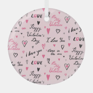 Valentine's Day: 'I Love You' Background. Glass Tree Decoration