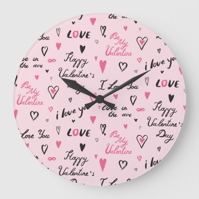 Valentine's Day: 'I Love You' Background. Large Clock (Front)