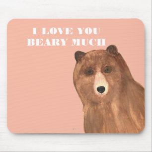 Valentines Day I Love You Beary Much Mouse Pad