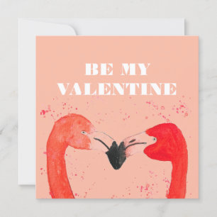 Valentines Day I Love You Flamingo Birds Holiday Card