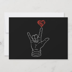 Valentines Day I Love You Hand Sign ASL Heart Invitation