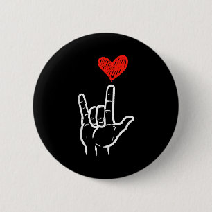 Valentines Day I Love You Hand Sign Asl Heart Wome 6 Cm Round Badge
