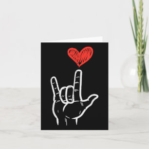 Valentines Day I Love You Hand Sign Asl Heart Wome Card