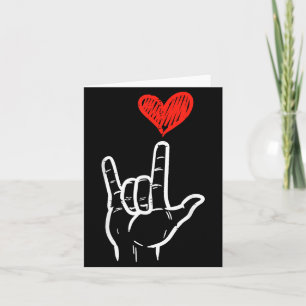 Valentines Day I Love You Hand Sign Asl Heart Wome Card