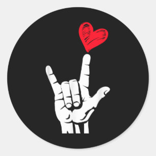 Valentines Day I Love You Hand Sign Asl Heart Wome Classic Round Sticker