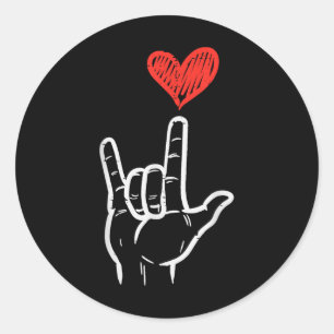 Valentines Day I Love You Hand Sign Asl Heart Wome Classic Round Sticker