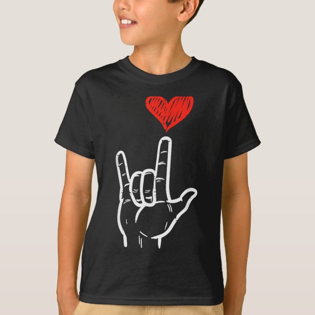 Valentines Day I Love You Hand Sign Asl Heart Wome T-Shirt (Front)