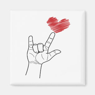 Valentines Day I Love You Hand Sign Heart Women Ki Magnet