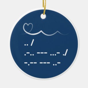 Valentine's Day I love you Morse code Ceramic Tree Decoration