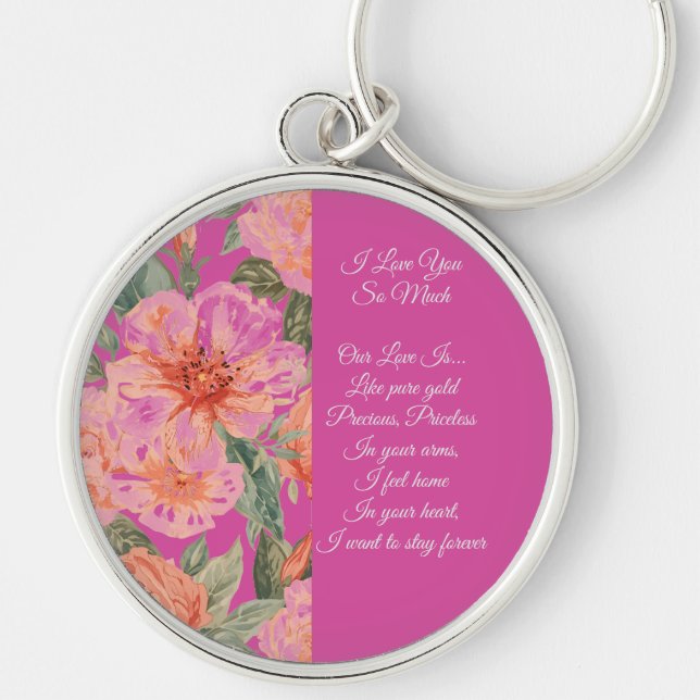 Valentines Day, I Love You So Much, Love Poem  Key Key Ring (Front)