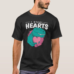 Valentines Day I Steal Hearts Love Trex Boys Kids T-Shirt