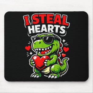 Valentines Day I Steal Hearts T-rex Mouse Pad