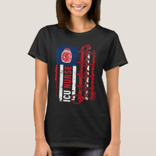 Valentines Day ICU Nurse Stethoscope American Flag T-Shirt