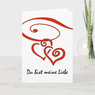 Valentine's Day in German, Hearts Swirl Together Holiday Card