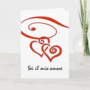Valentine's Day in Italian, Hearts Swirl Together Holiday Card