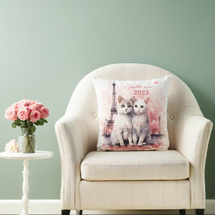 Valentine's Day in Paris - Couple of cats - Cushion