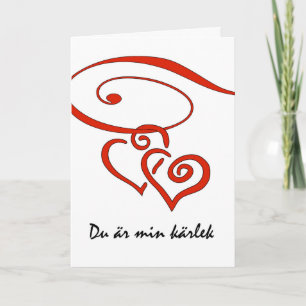 Valentine's Day in Swedish, Hearts Swirl Together Holiday Card