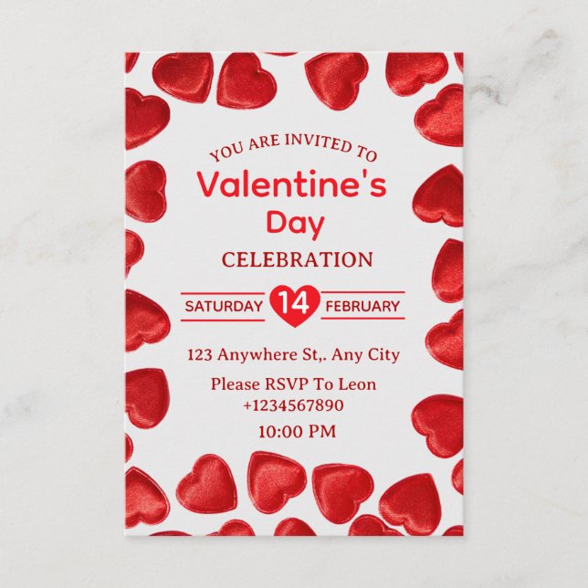 Valentine's Day Invitation Card (Front)