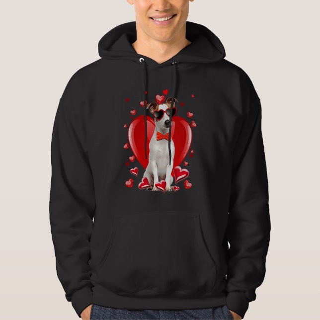 Valentines Day Jack Russell Terrier  Dog  V Day Hoodie (Front)