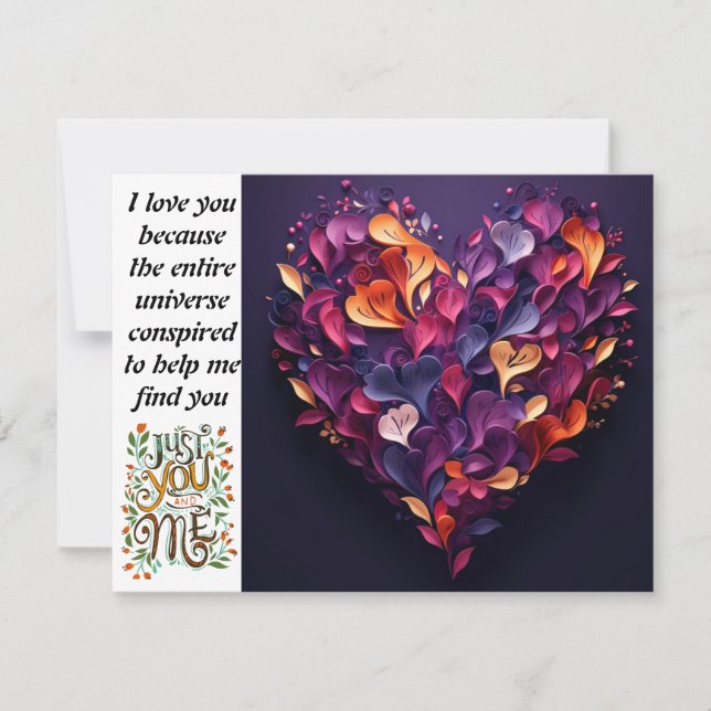 Valentine's day just you and me holiday  postcard (Front)