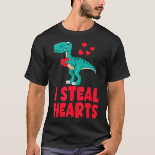 Valentines Day  Kids Dino Valentines Boy I Steal H T-Shirt