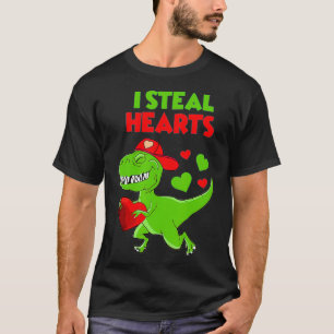 Valentines Day Kids Dinosaur TRe Lover  I Steal He T-Shirt