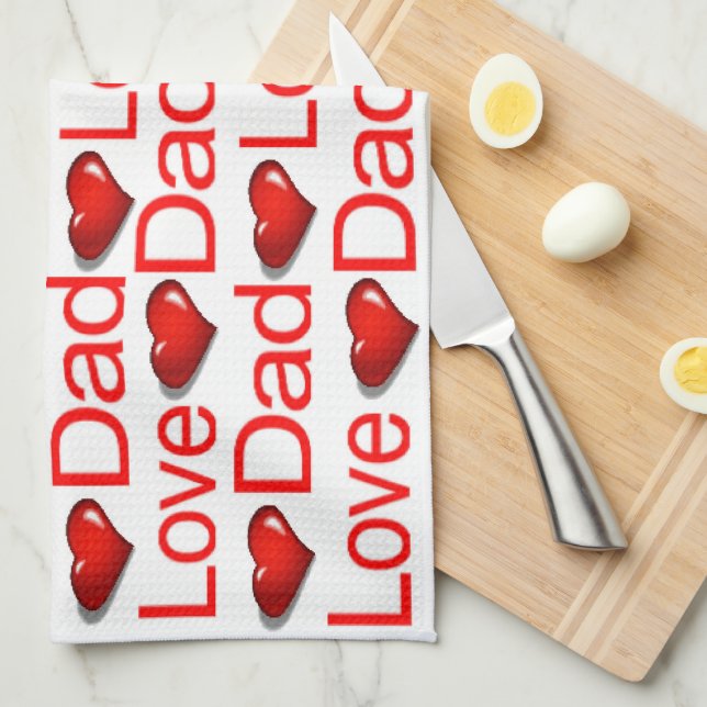 Valentine's Day Kitchen hand towel Love Dad (Quarter Fold)
