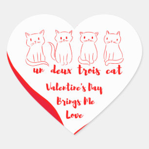 Valentines Day Kitten - Un Deux Trois Cat Heart Sticker