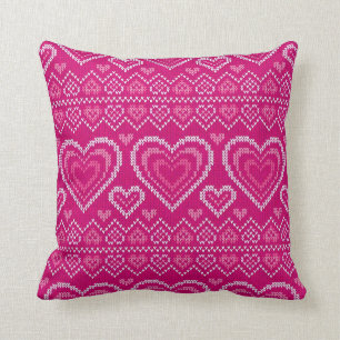 Valentine's Day Knitted Pattern 2 Cushion