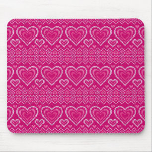 Valentine's Day Knitted Pattern 2 Mouse Pad