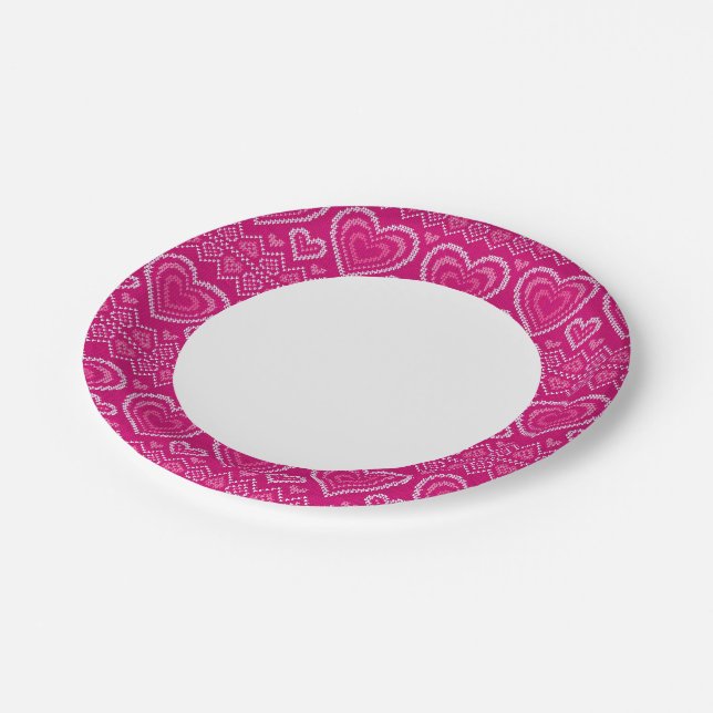 Valentine's Day Knitted Pattern 2 Paper Plate (Angled)