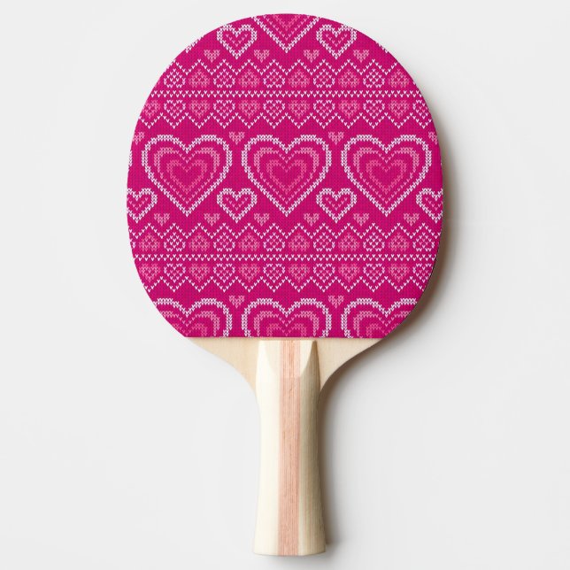 Valentine's Day Knitted Pattern 2 Ping Pong Paddle (Front)