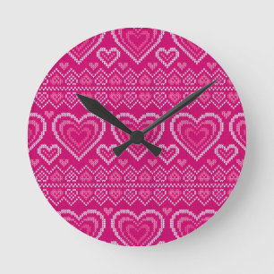 Valentine's Day Knitted Pattern 2 Round Clock