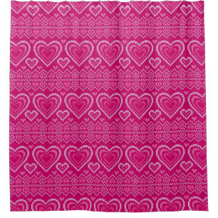 Valentine's Day Knitted Pattern 2 Shower Curtain
