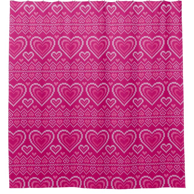 Valentine's Day Knitted Pattern 2 Shower Curtain (Front)