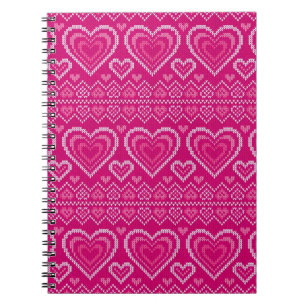 Valentine's Day Knitted Pattern 2 Spiral Notebook