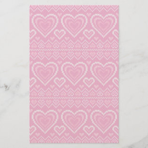 Valentine's Day Knitted Pattern 2 Stationery