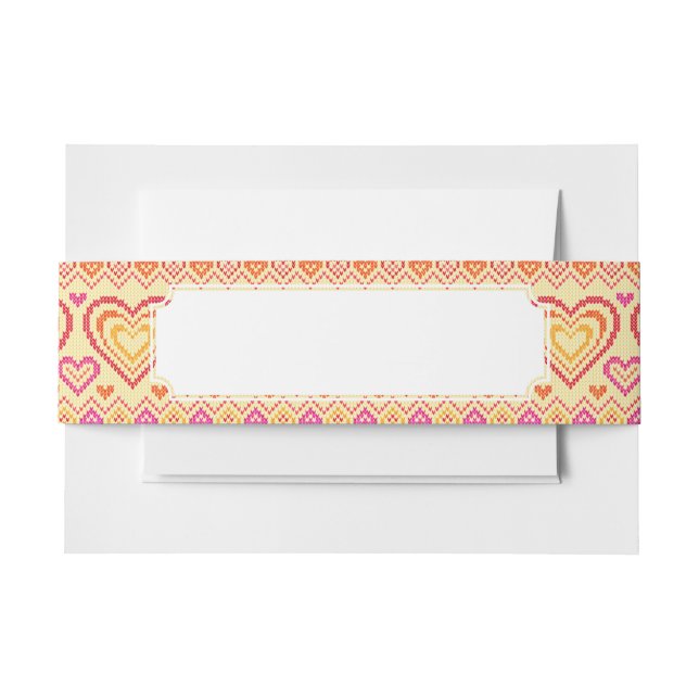 Valentine's Day Knitted Pattern Invitation Belly Band (Front Example)