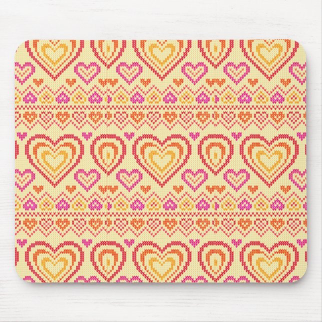 Valentine's Day Knitted Pattern Mouse Pad (Front)
