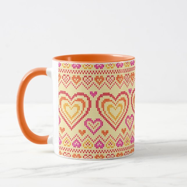 Valentine's Day Knitted Pattern Mug (Left)