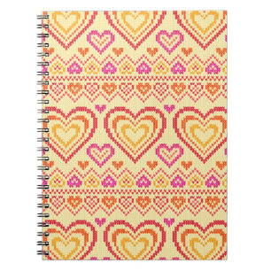Valentine's Day Knitted Pattern Spiral Notebook