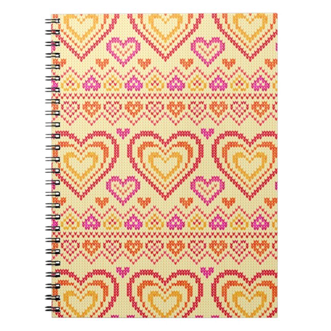 Valentine's Day Knitted Pattern Spiral Notebook (Front)