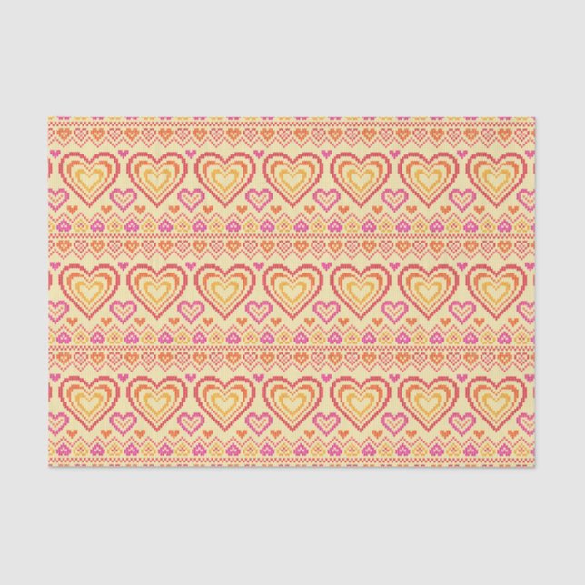 Valentine's Day Knitted Pattern Tissue Paper (Front)