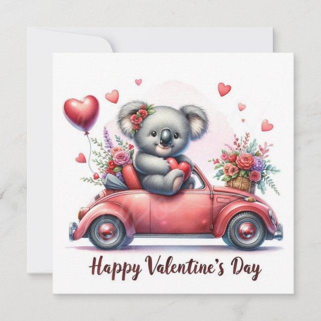 Valentine's day Koala bear Holiday Card (Front)